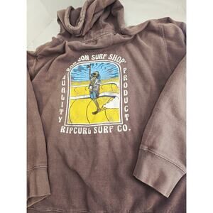 Y2K 2005 Ron Jon Surf Shop M Rip Curl Co Hoodie Brown Skater Skellington Surfing